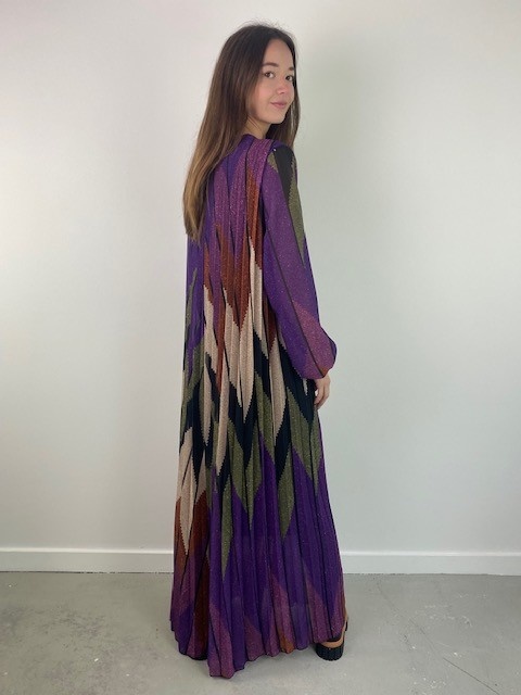 Karen plissé graphic dress Purple-3