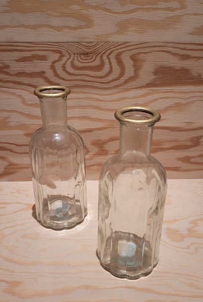 Norinne transparant ribbed vase 19cm Gold