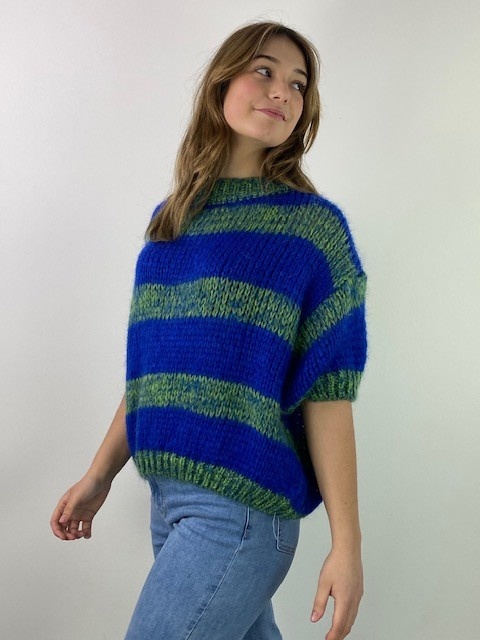 Zoey boxy s/s knit Cobalt Neon-2