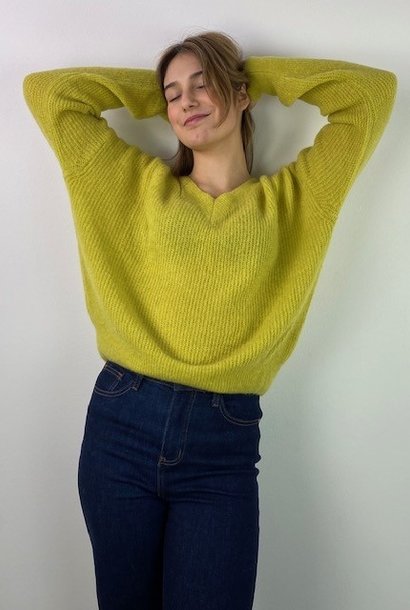 Louna v-neck knitted pull Neon Lime
