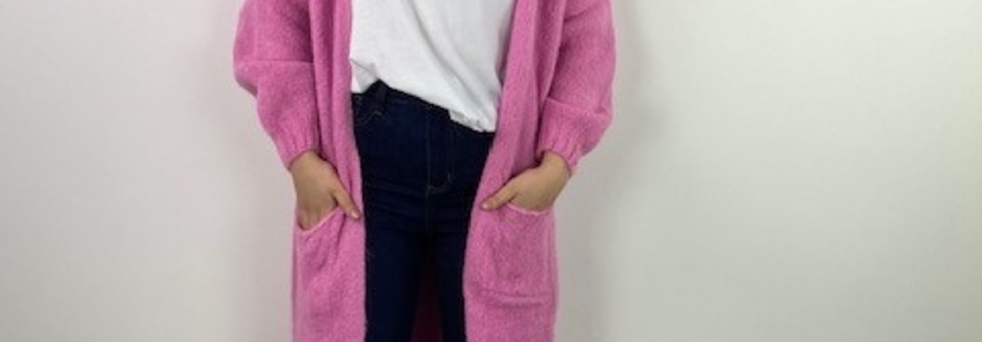 Adonia fluffy long cardigan Cyclamen