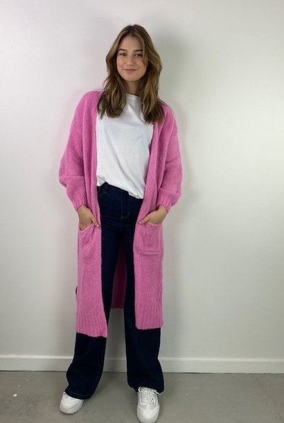 Adonia fluffy long cardigan Cyclamen