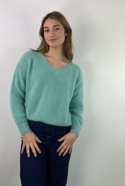 Louna v-neck knitted pull Matcha Mint