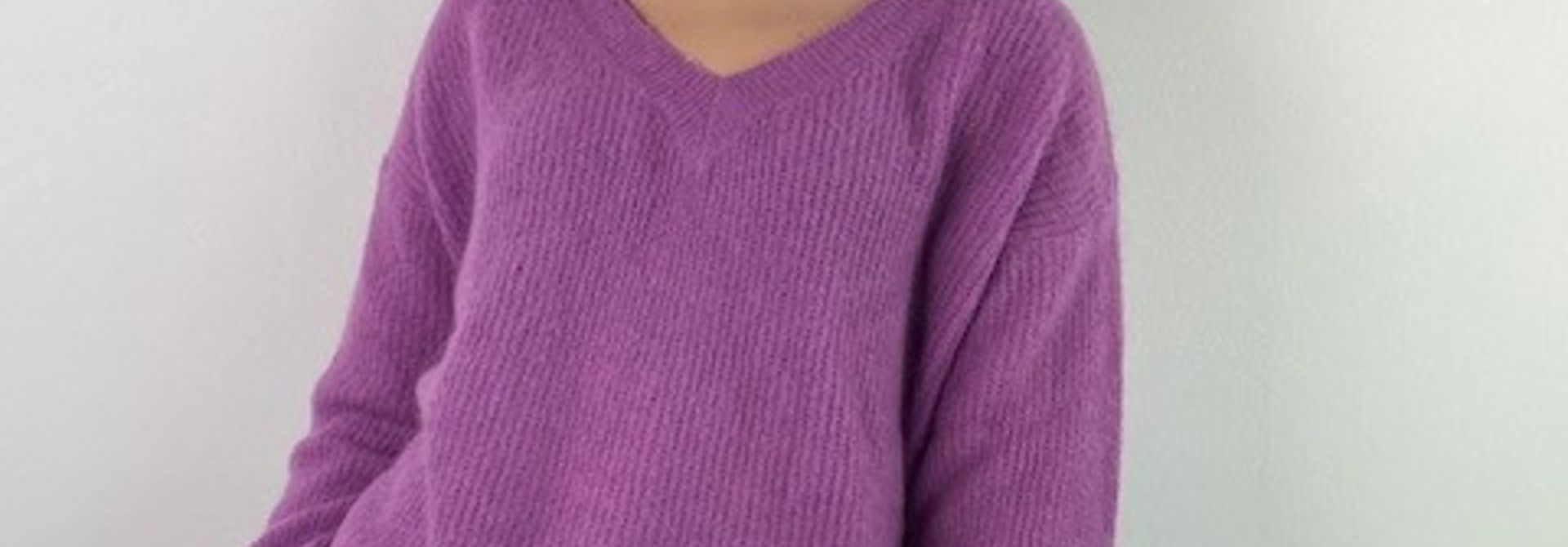 Louna v-neck knitted pull Rose Violet