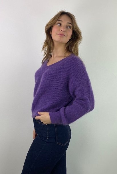 Louna v-neck knitted pull Ash Purple