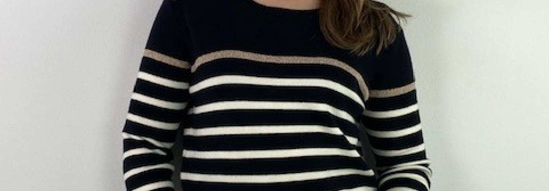 Jaceline fine knit stripe White