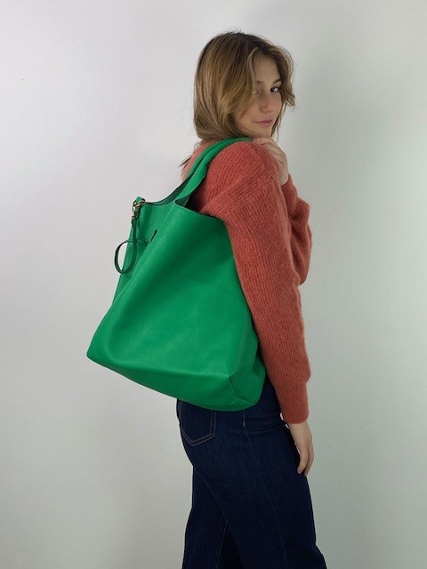 Roxanne zip shopper bag Bright Green-3