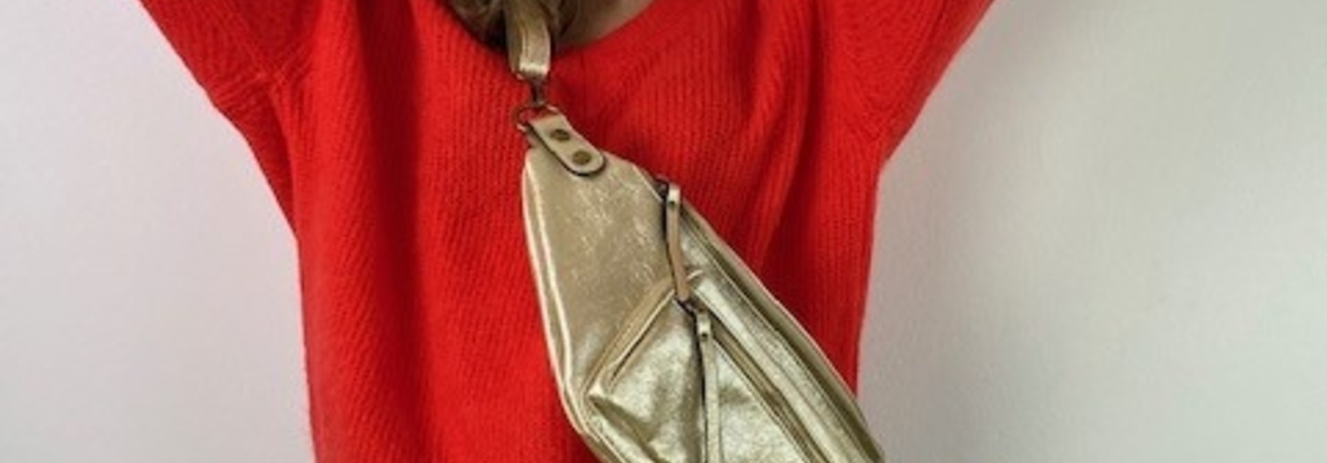 Rhino glitter leather bum bag Gold