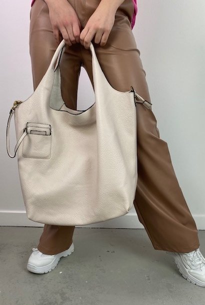 Roxanne zip shopper bag Creme