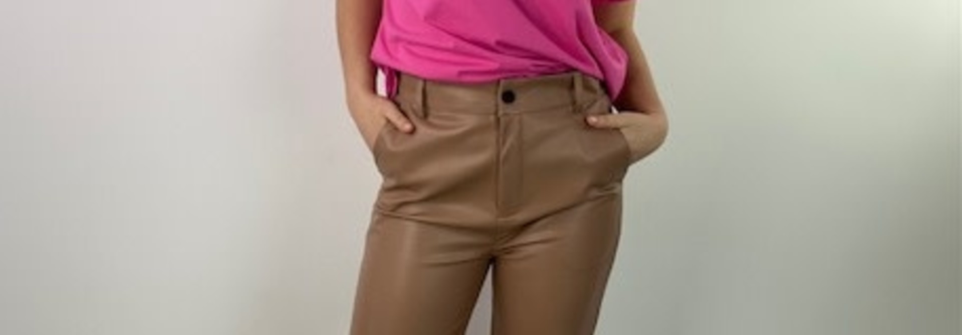 Gina wide leather pant Taupe