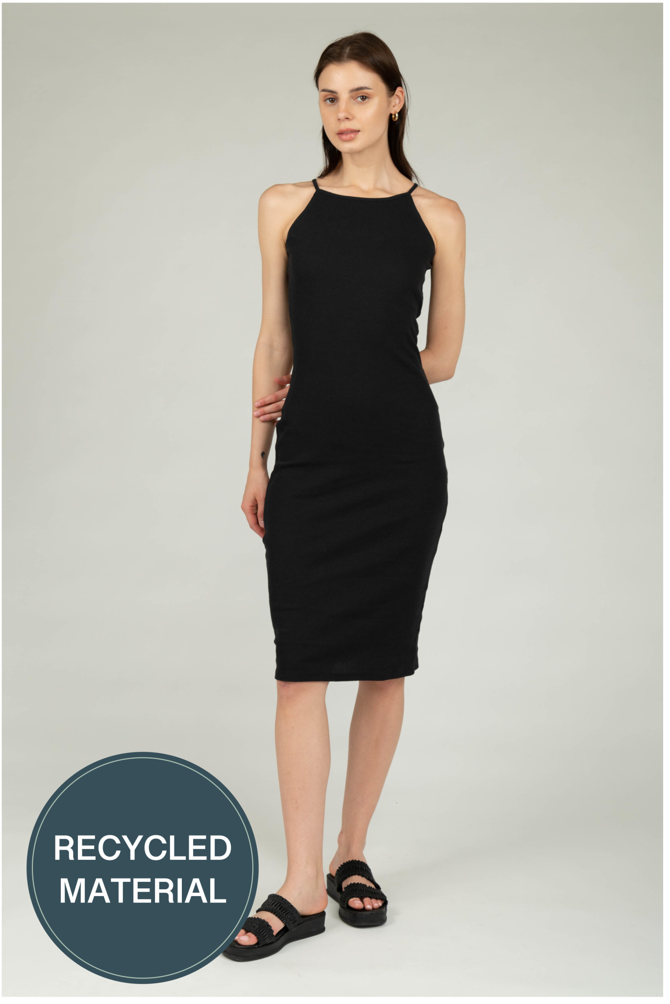 Sophia ribbed strech tubedress Black-1