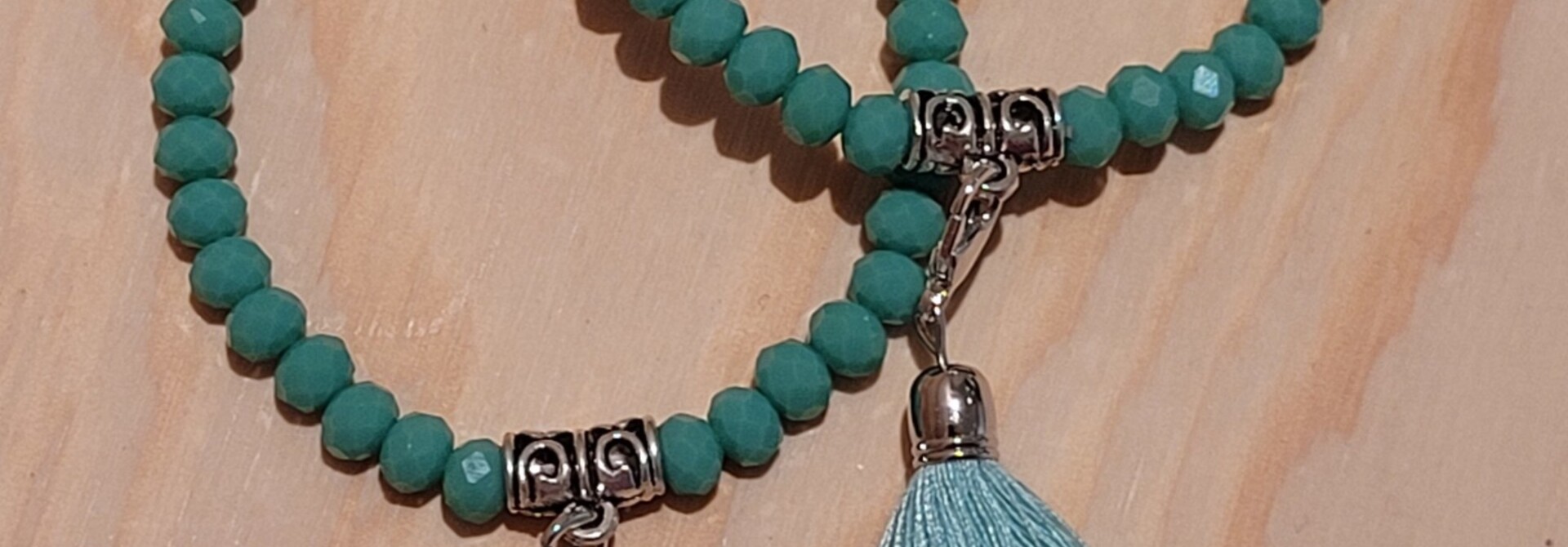 Laia tassel bracelet Mat Turquoise / Silver