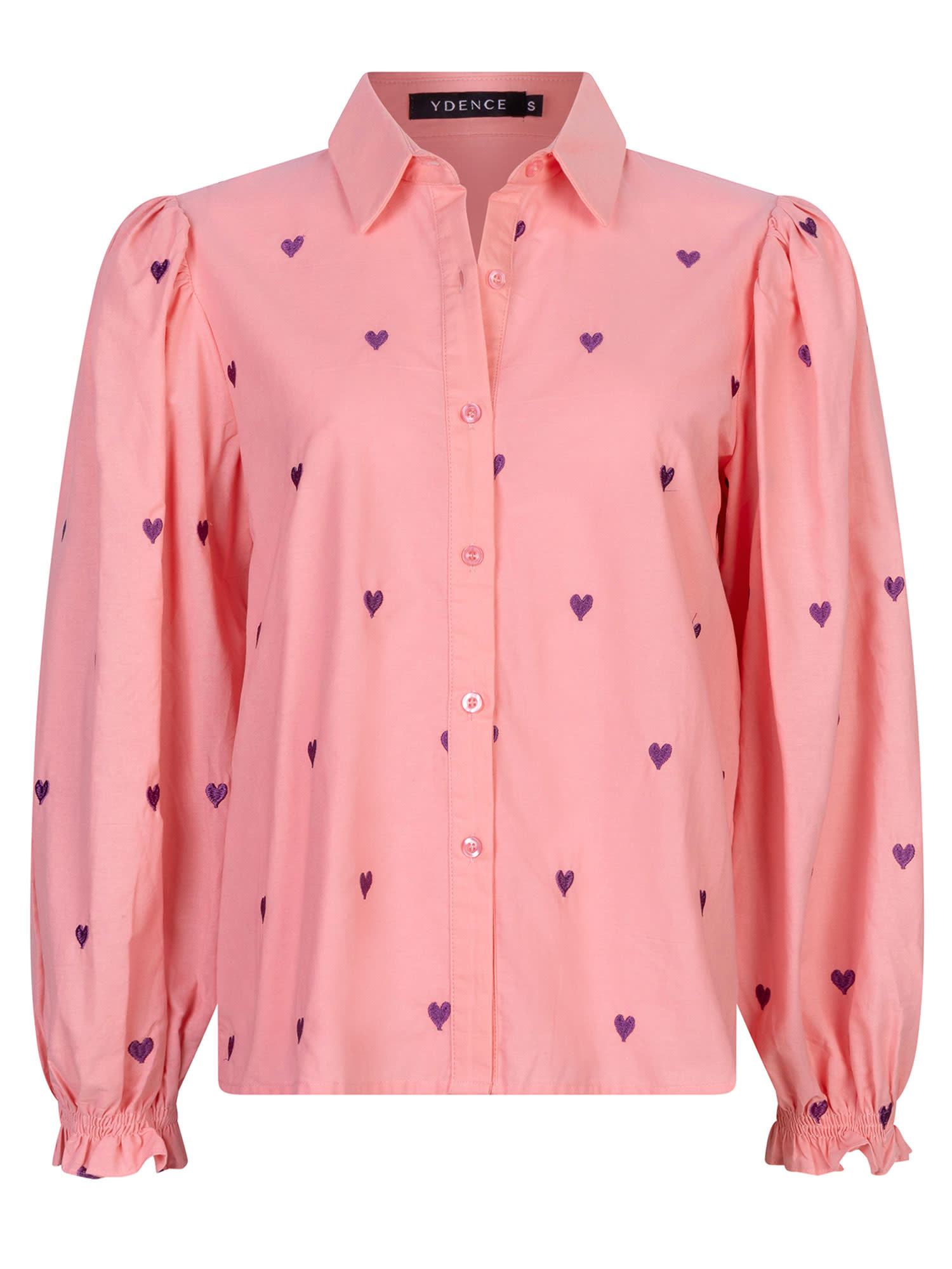 Cindy heart broderie l/s blouse Coral-3