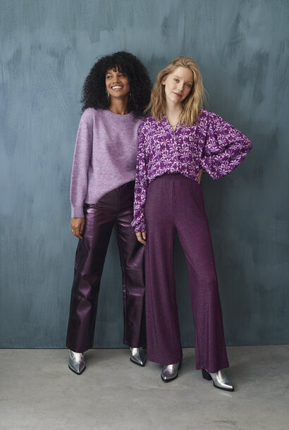 Raven metalic wide pant Aubergine