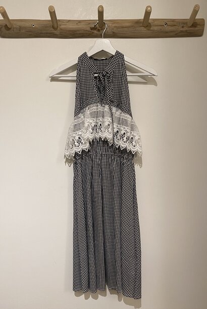 Kendrall lace off-shoulder vichy dress Black