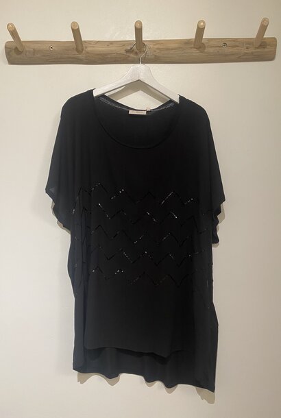 Iren loose pailette top Black