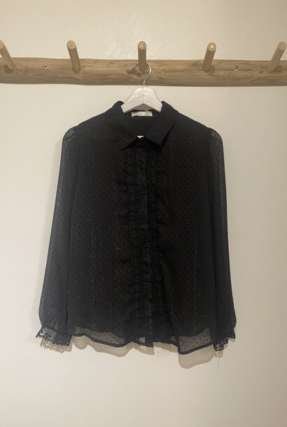 Stefhie romantic dot lace blouse Black
