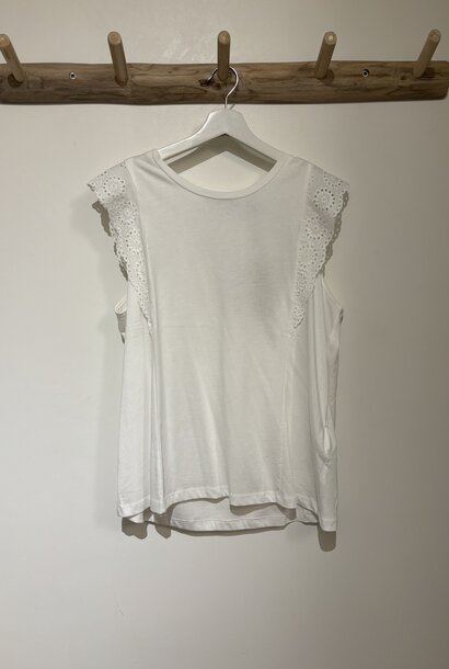 Hollyn lace ruche top Off-white