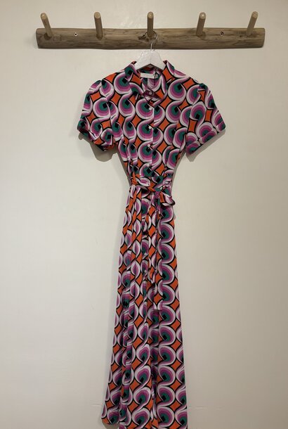 Erica long shirtdress Geometric Fushia