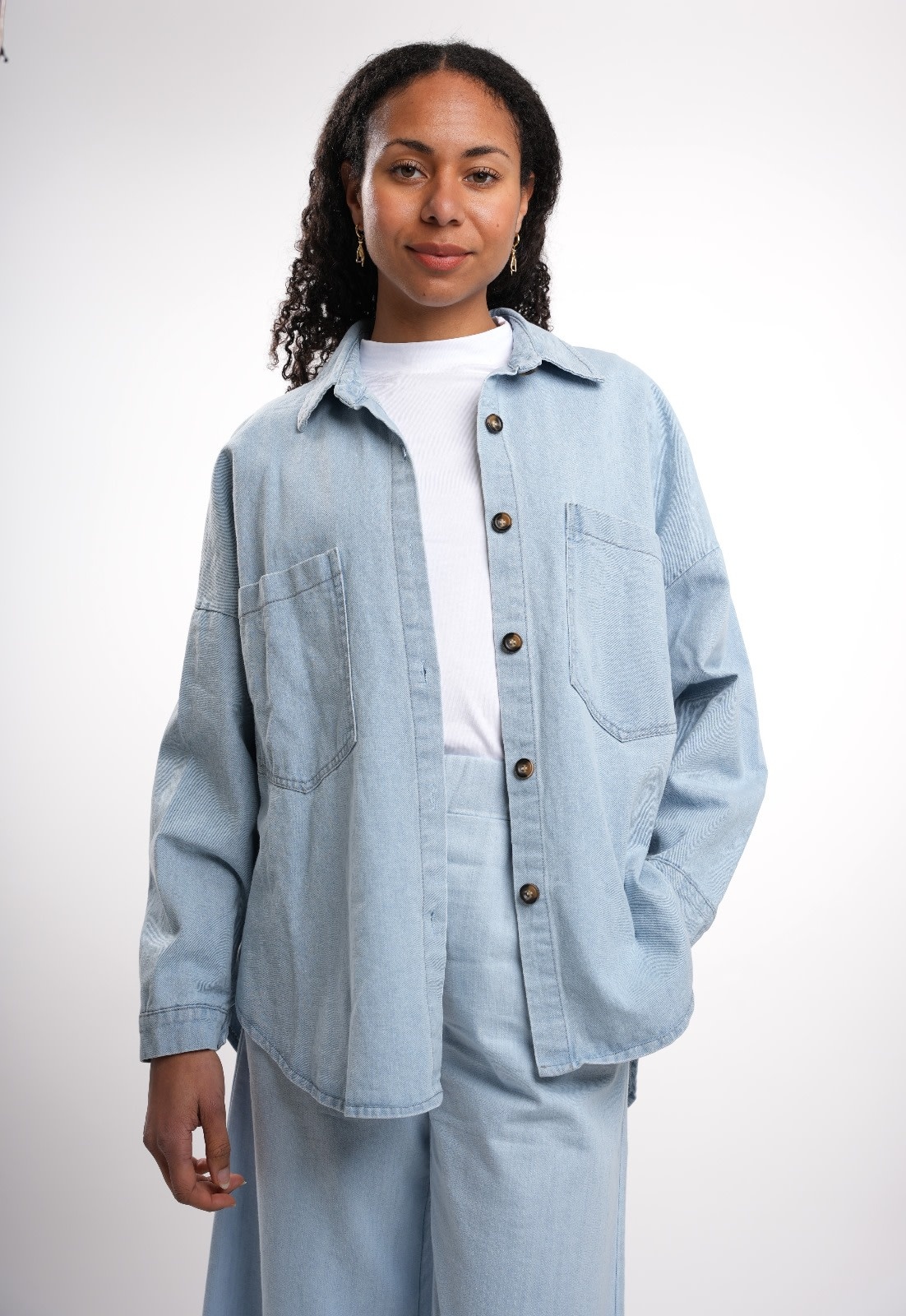Chear oversized shirt jacket Light Jeans-1