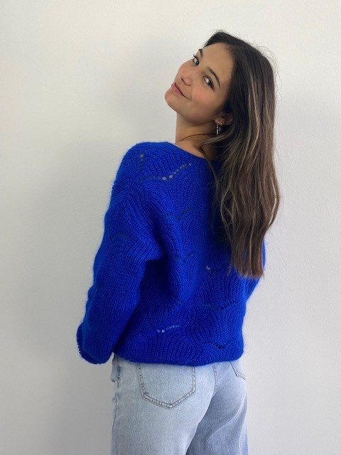 Marlena ajour cardigan Cobalt Blue-2
