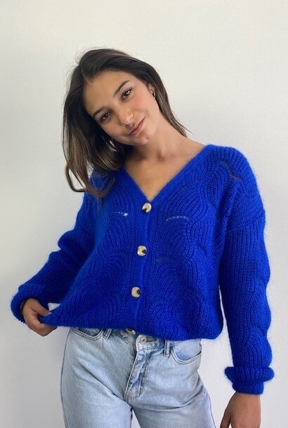 Marlena ajour cardigan Cobalt Blue