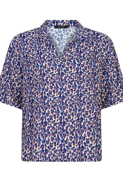 Dylan polo top Cobalt Leopard