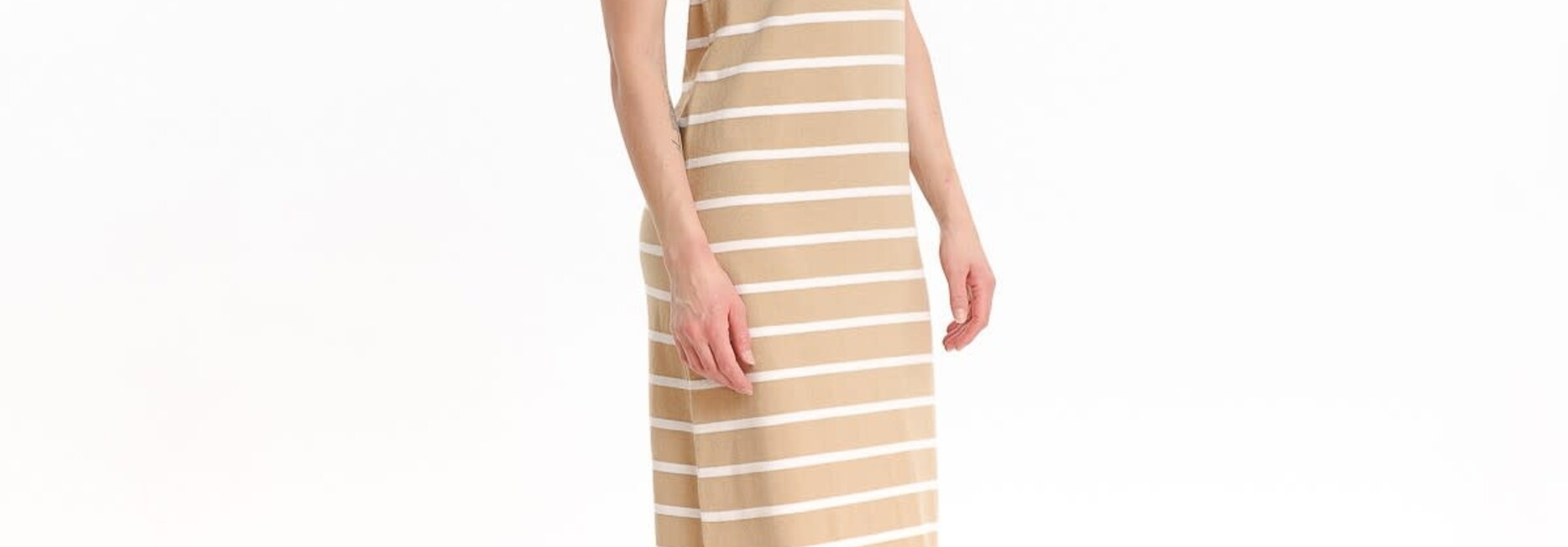 Senna stripped stretch dress Beige