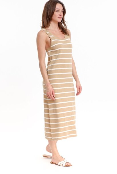 Senna stripped stretch dress Beige