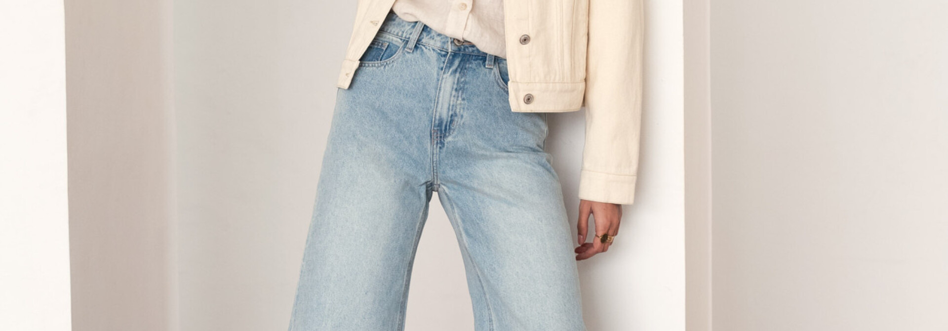 Capucine straight wide denim Light Stone