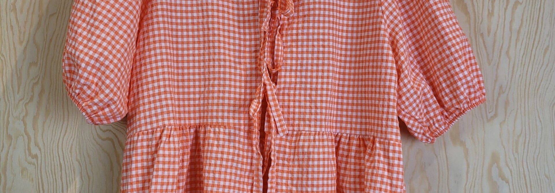 Silvie bow blouse Orange Vichy