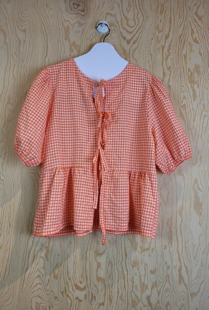 Silvie bow blouse Orange Vichy