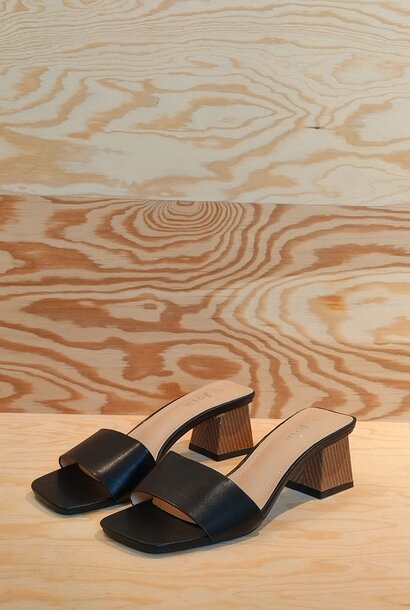 Arline wooden heel slip-on Black
