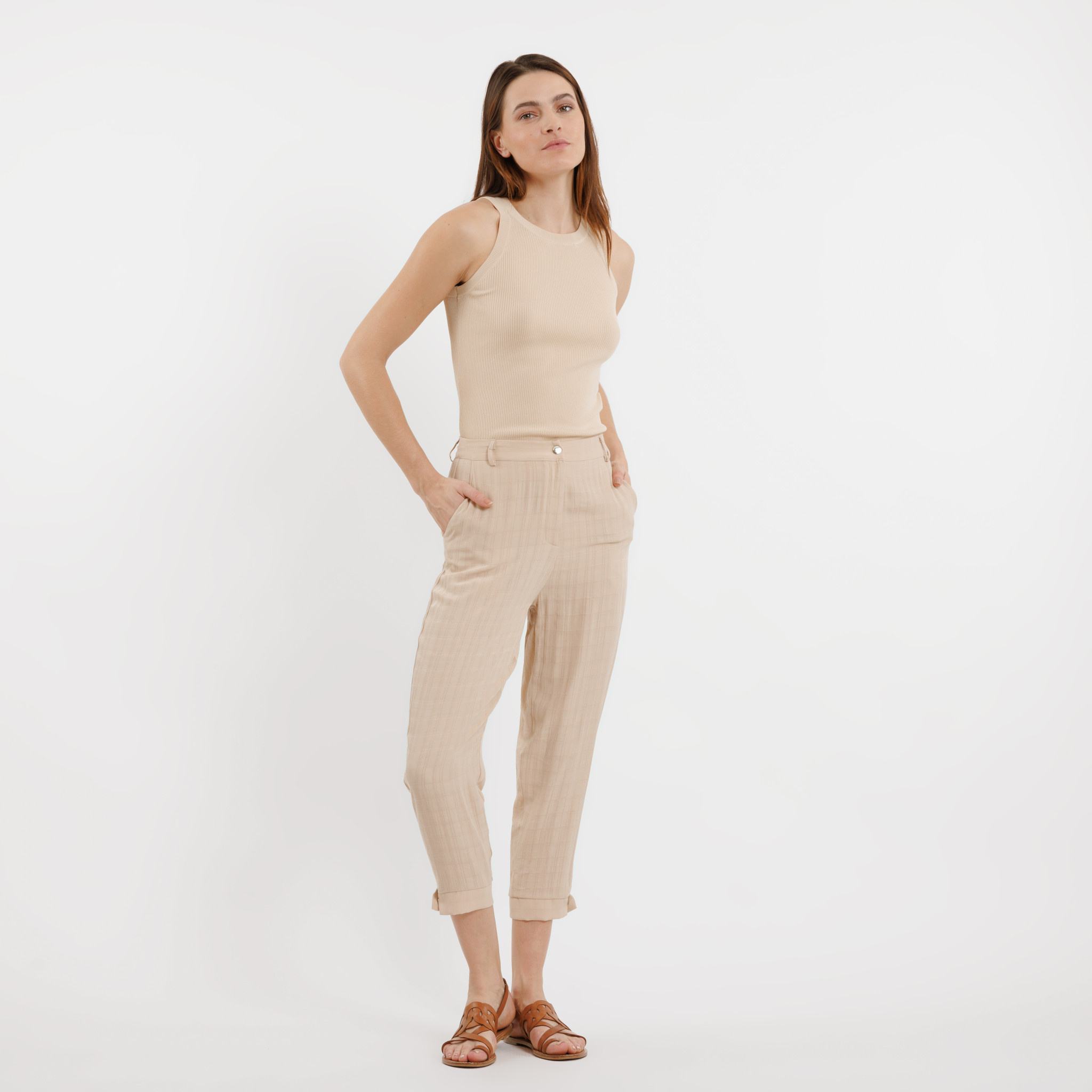 Riri rib tanktop Beige-2