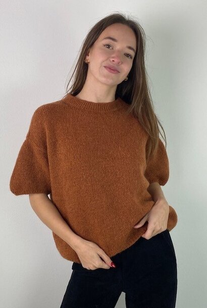 Agnea boxy s/s knit Marron Brown