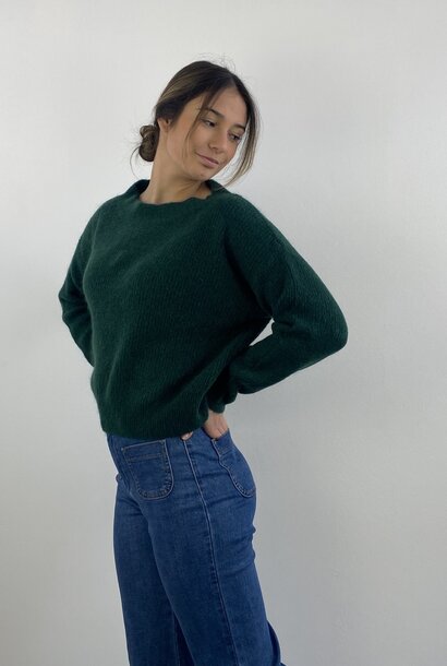 Thaïs short boatneck Pine Green