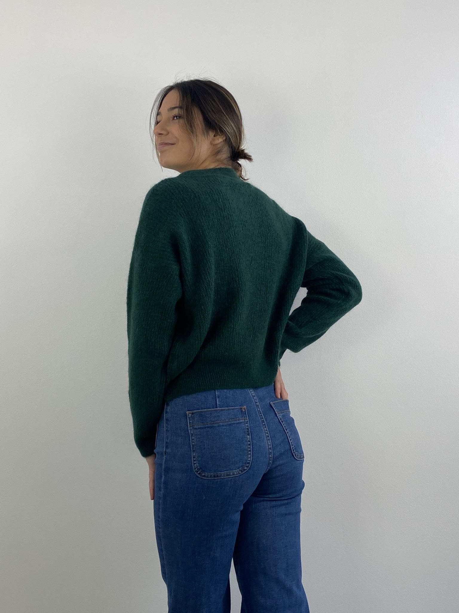 Thaïs short boatneck Pine Green-3