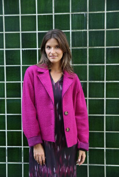 John velted wool jacket Fushia