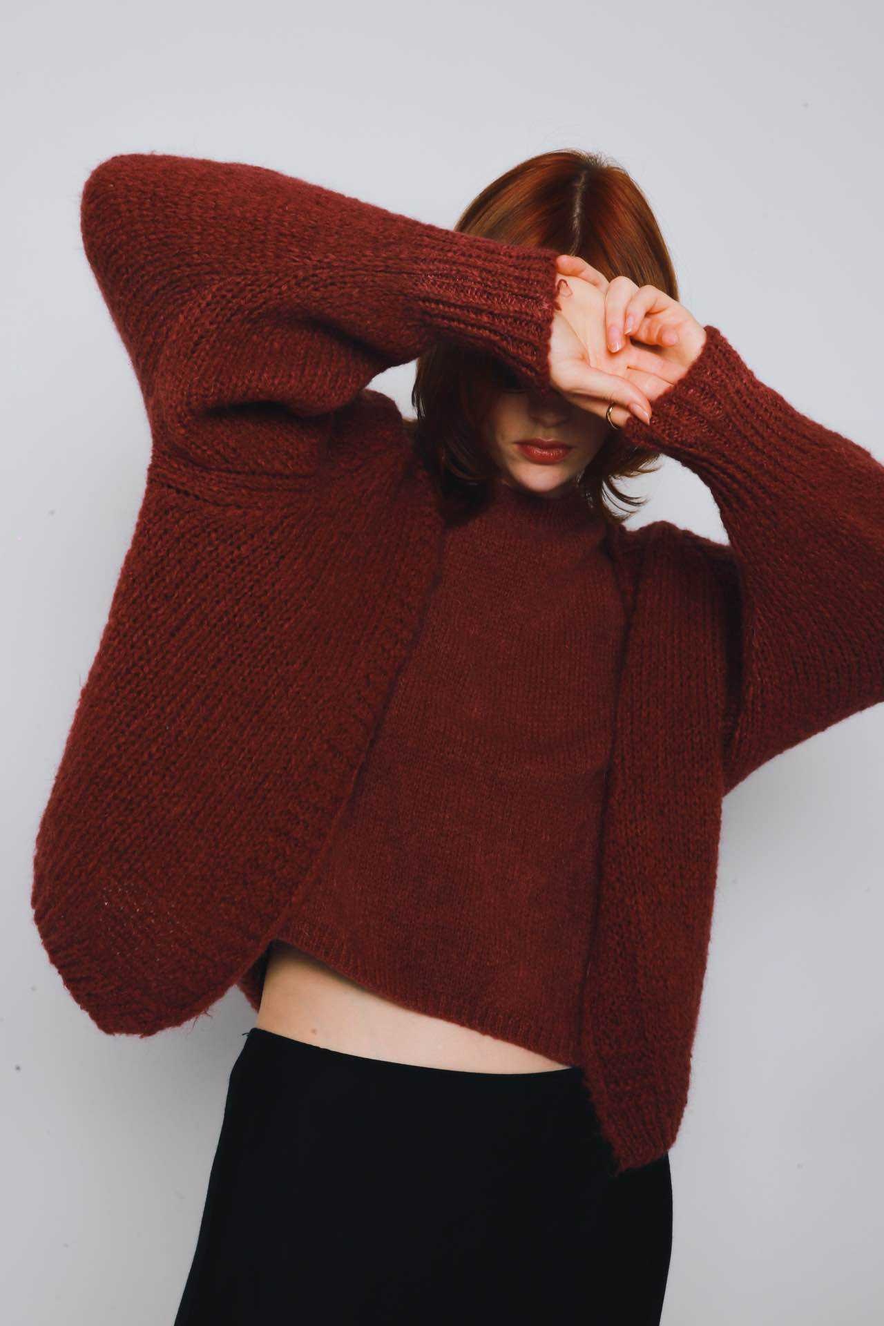 Sohvi short bernadette ballon sleeve Burgundy-2