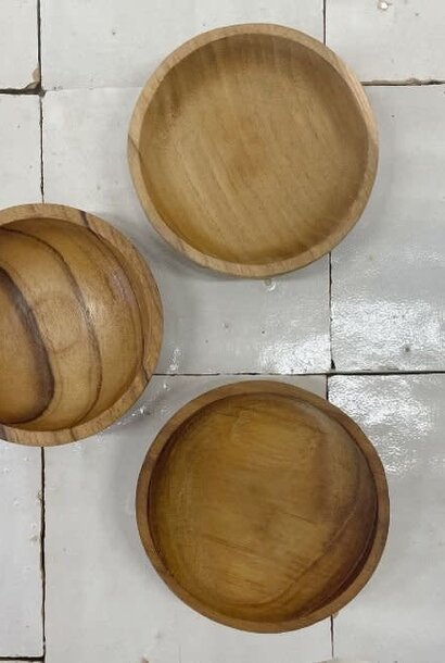 Little round  teak wooden tray (8cm) Naturel