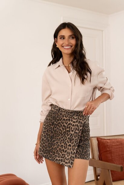 Jadene  denim skorty Leopard