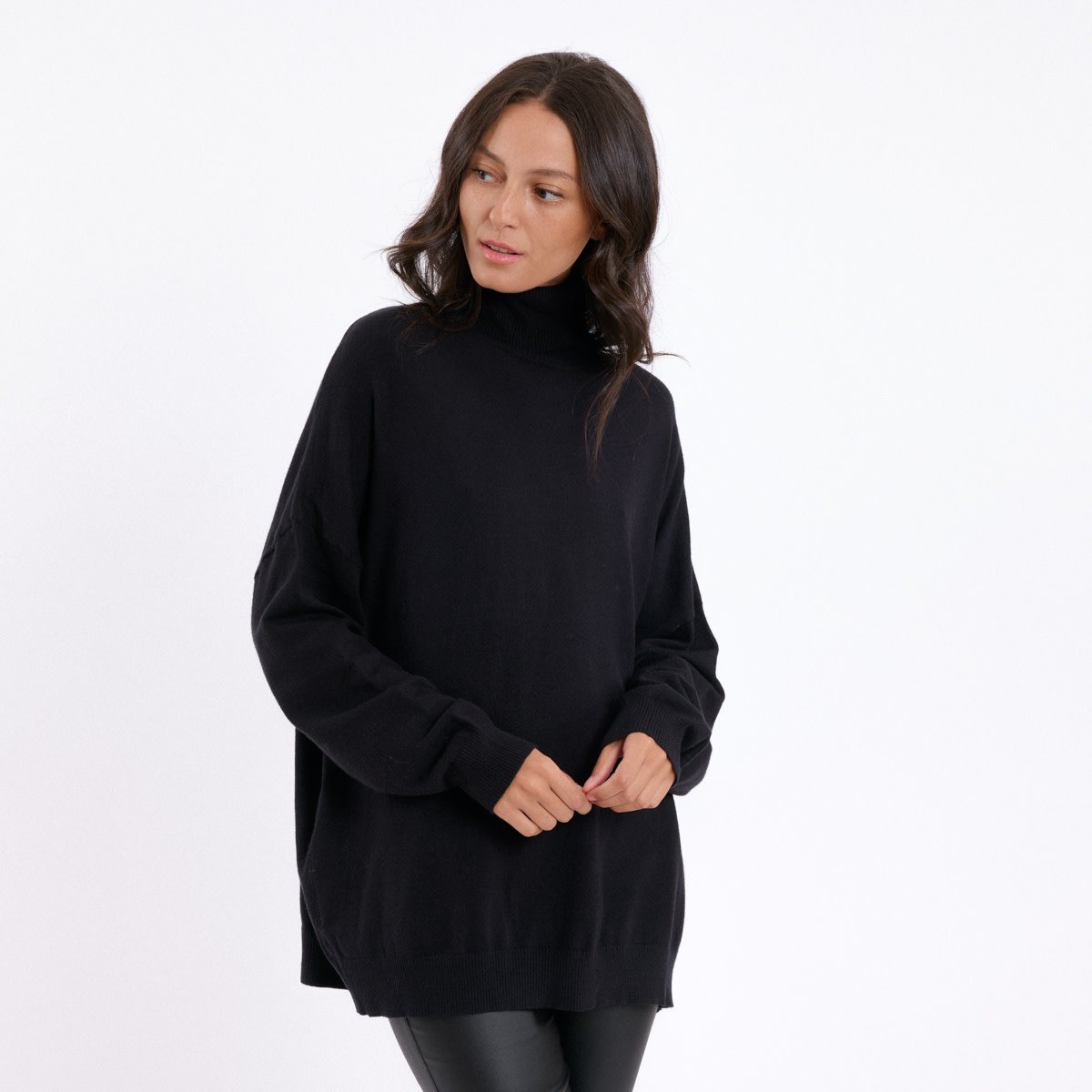 Rebecca wide fine turtleneck Black-1