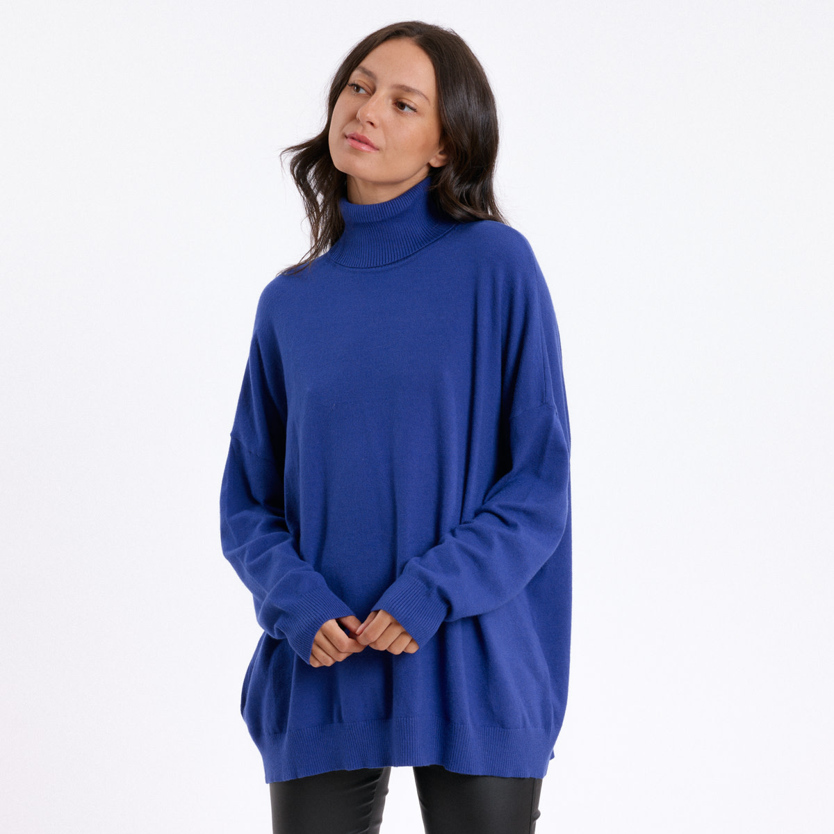 Rebecca wide fine turtleneck Cobalt-1