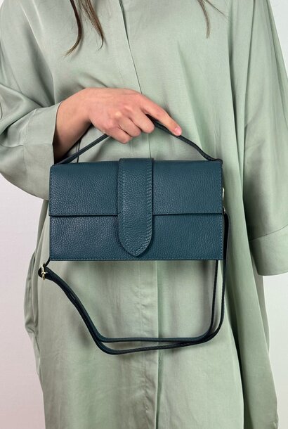 Farou rectangle calf leather bag Petrol