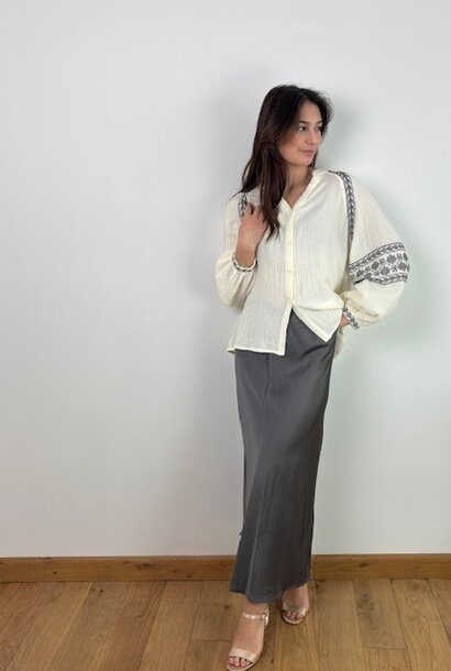 Viola long satin essential skirt Grey