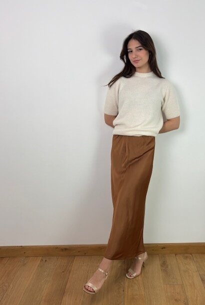 Viola long satin essential skirt Camel