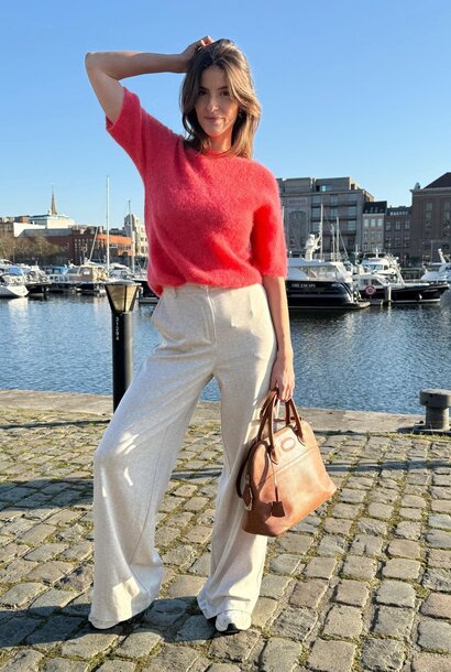 Elly soft s/s baby alpaca knit Coral