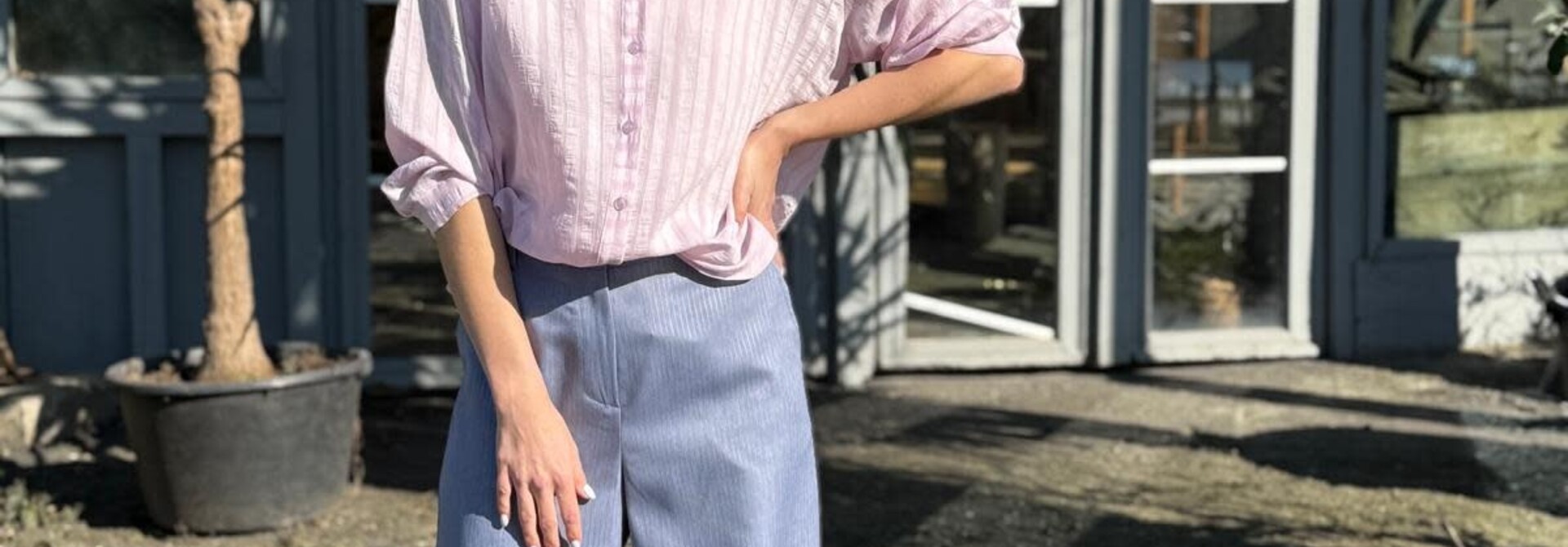 Palery soft stretch wide pant ice Blue