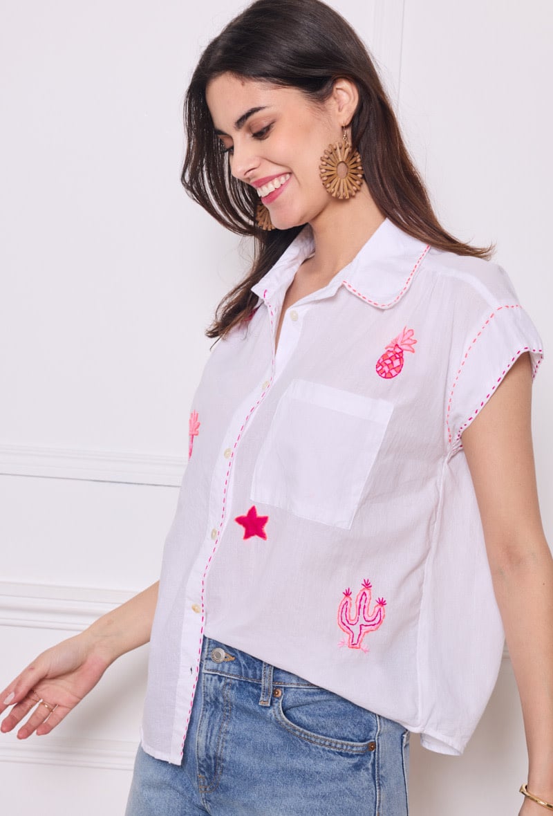 Sokü handmade broderie blouse White-3