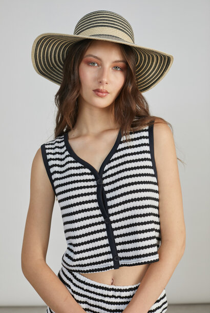 Dory stripped rib knit top Black
